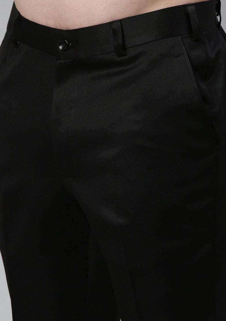 Black Solid Cotton Kurta Set For Men - Indya