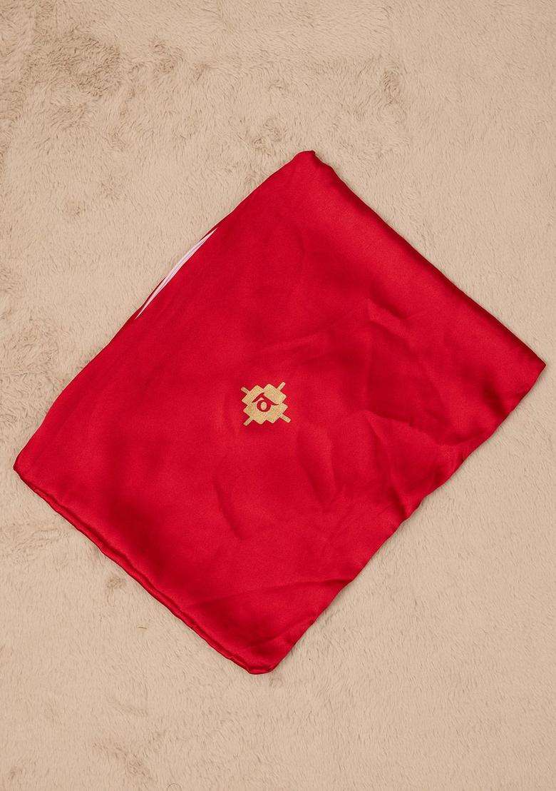 Red Embroidered Viscose Kurta Set For Men - Indya