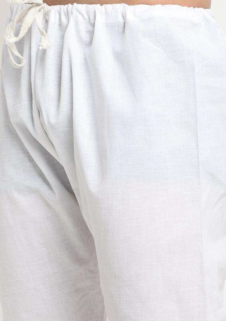 Blue Solid Cotton Kurta Set For Men - Indya