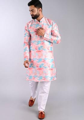 Multi Printed Cotton Kurta Set For Men