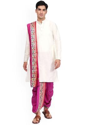 White Solid Cotton Kurta Set For Men