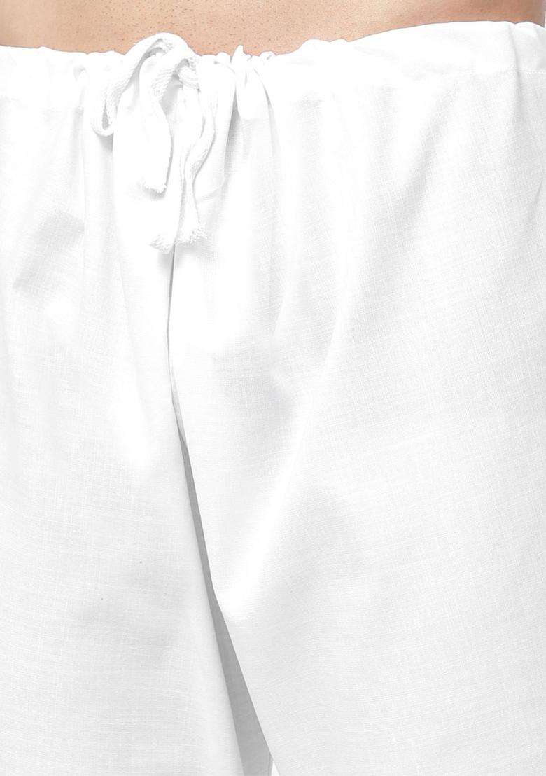 Blue Solid Cotton Kurta Set For Men - Indya