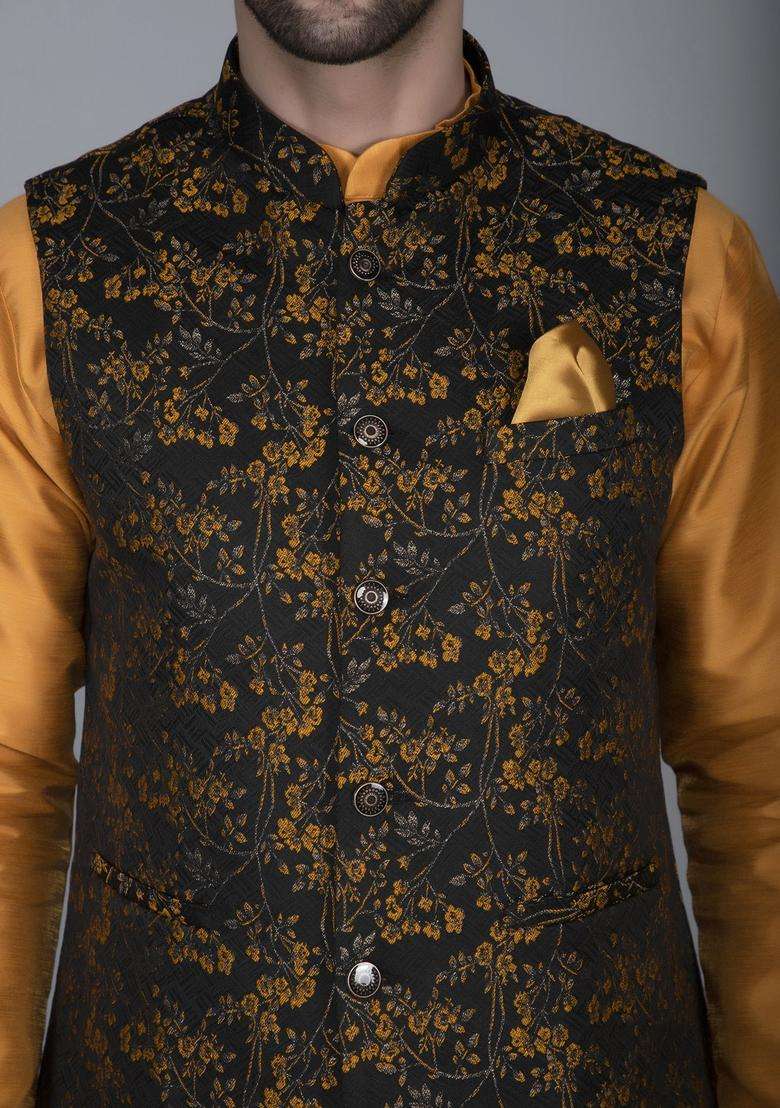 Bronze Solid Silk Blend Kurta Set For Men - Indya