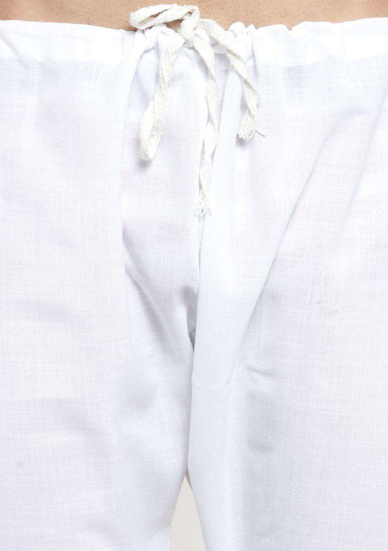 Navy Blue Embroidered Cotton Kurta Set For Men - Indya