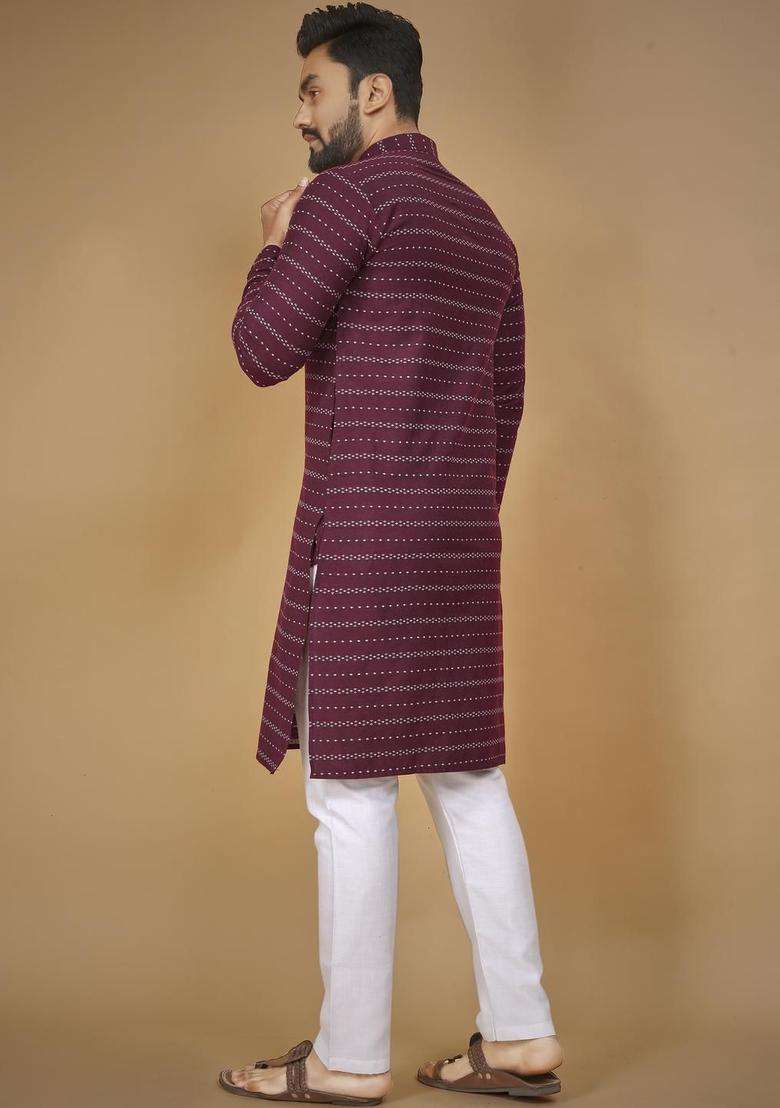 Multi  Cotton Kurta Set For Men - Indya