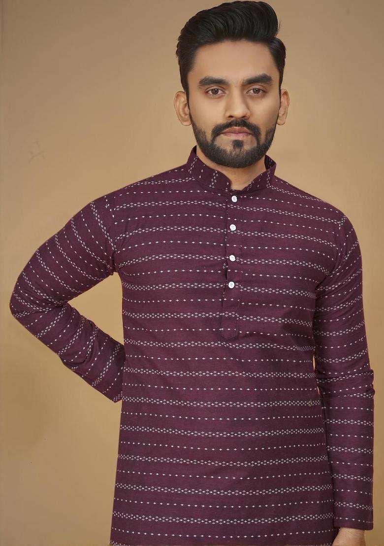 Multi  Cotton Kurta Set For Men - Indya