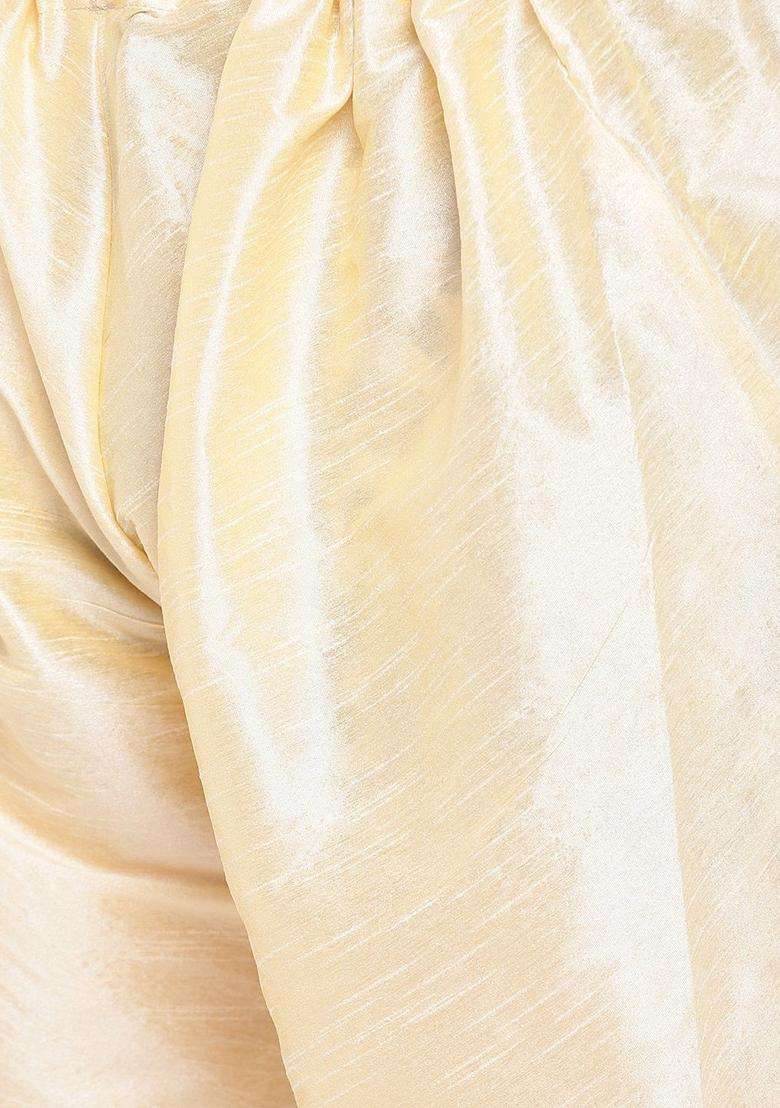 Beige Solid Silk Blend Kurta Set For Men - Indya
