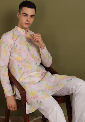 Multi Printed Cotton Kurta Set For Men