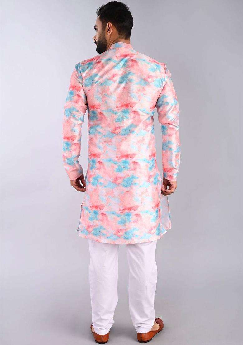Multi Dyed Cotton Kurta Set For Men - Indya