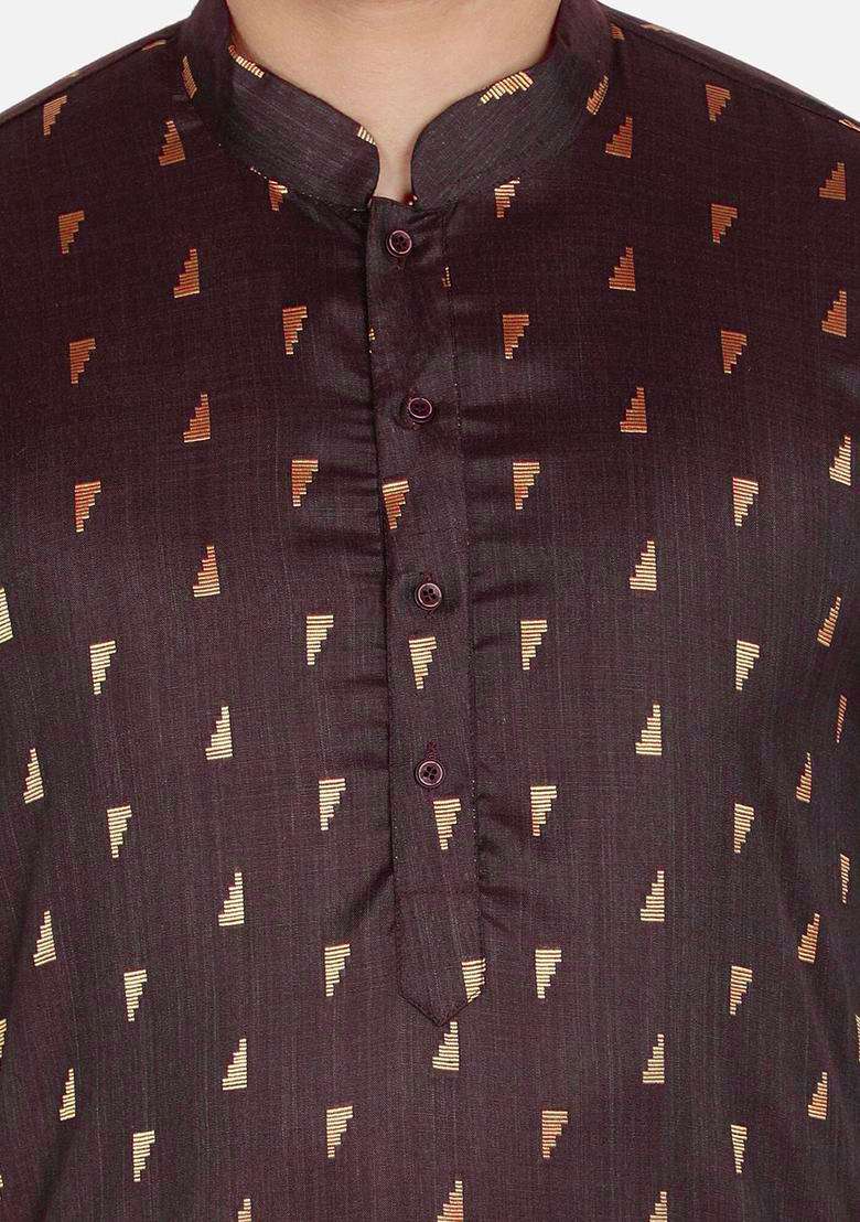 Grey Printed Cotton Kurta Set For Men - Indya