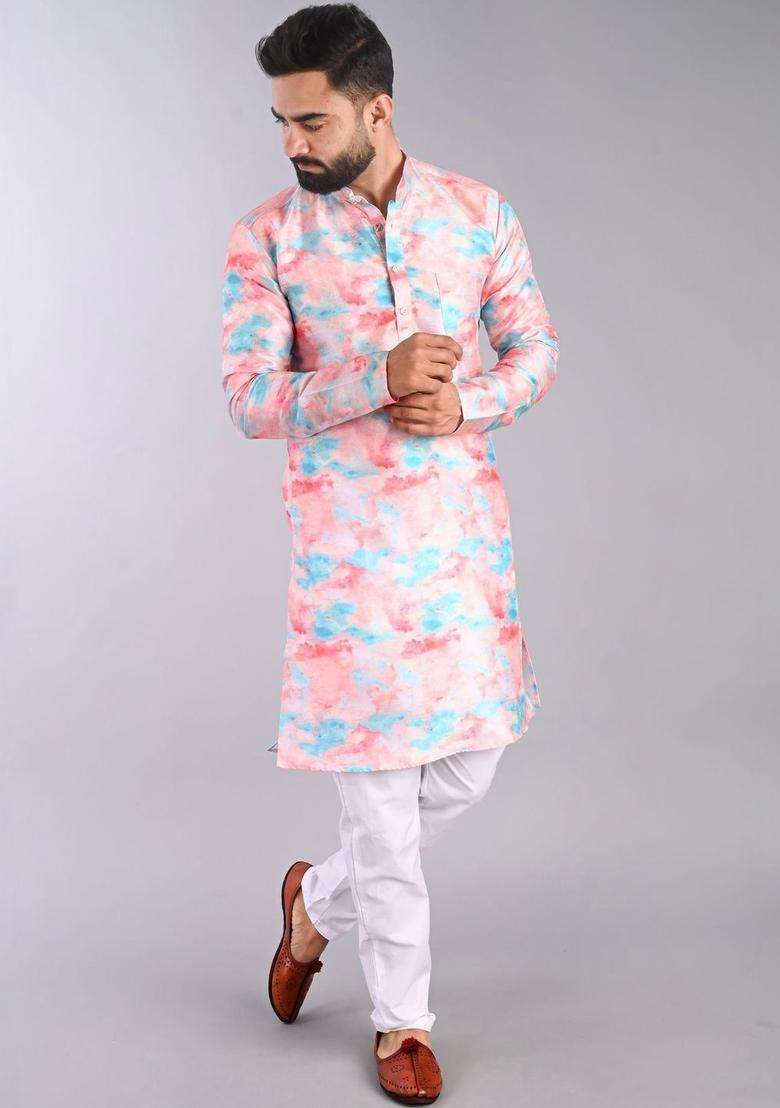 Multi Dyed Cotton Kurta Set For Men - Indya