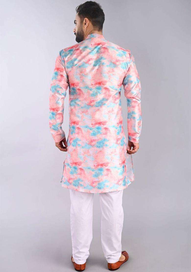 Multi Dyed Cotton Kurta Set For Men - Indya
