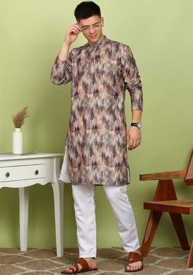 Multi Printed Cotton Kurta Set For Men
