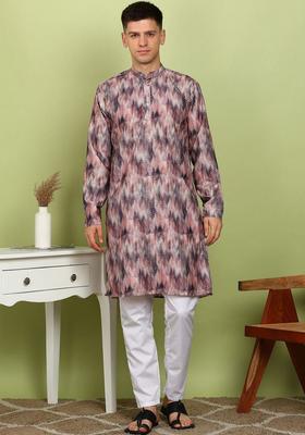 Multi Printed Cotton Kurta Set For Men