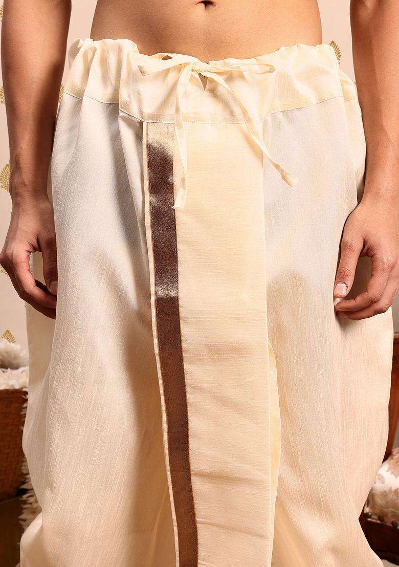 Blue Woven Design Polyester Kurta Set For Men - Indya