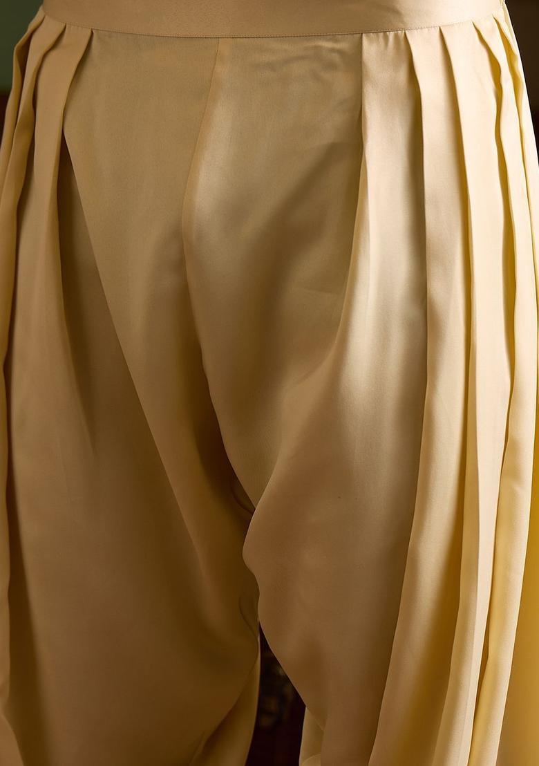 Beige Embroidered Silk Kurta Set For Men - Indya