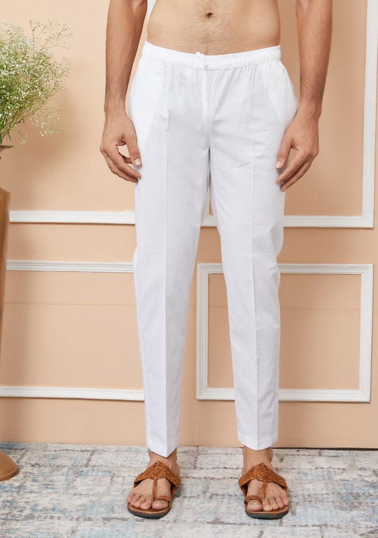 Black Woven Design Cotton Kurta Set For Men - Indya