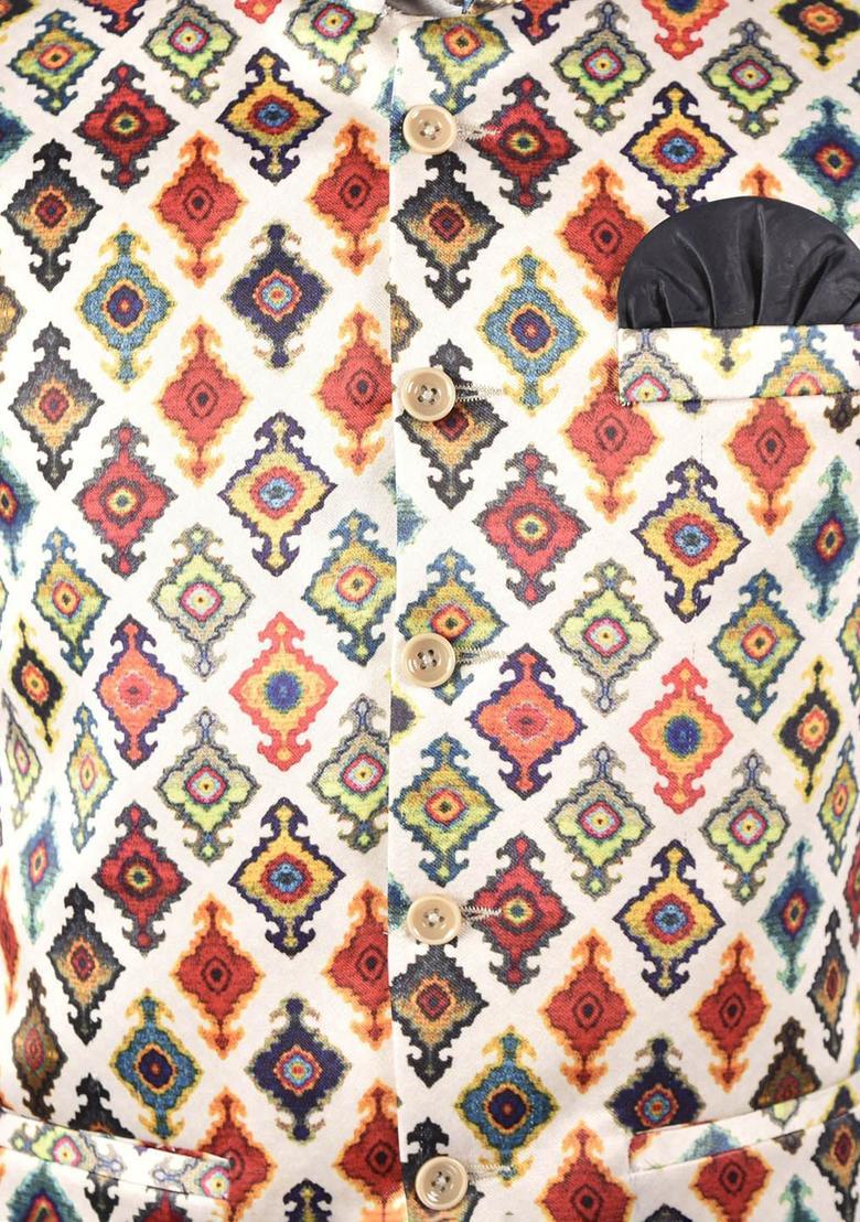 Silver Solid Silk Kurta Set For Men - Indya