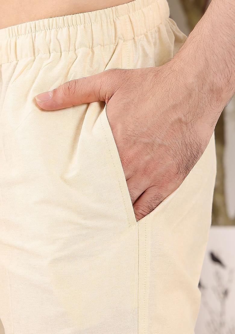 Pink Embroidered Cotton Kurta Set For Men - Indya