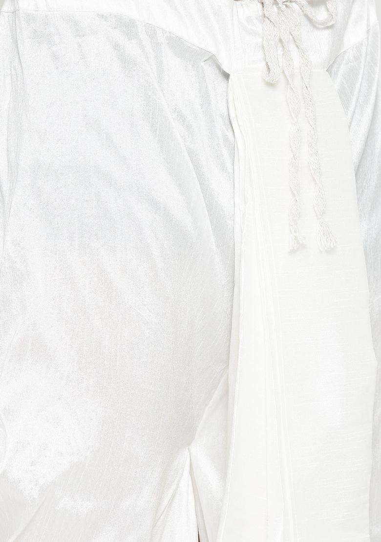 Beige Solid Silk Blend Kurta Set For Men - Indya