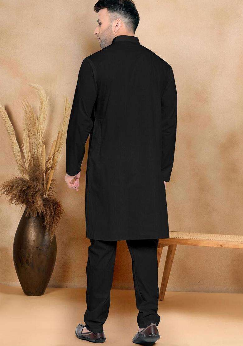 Multi Solid Cotton Kurta Set For Men - Indya