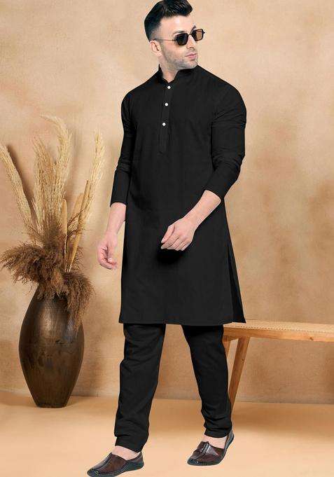 Multi Solid Cotton Kurta Set For Men