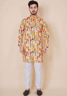 Multi Printed Viscose Kurta Set For Men