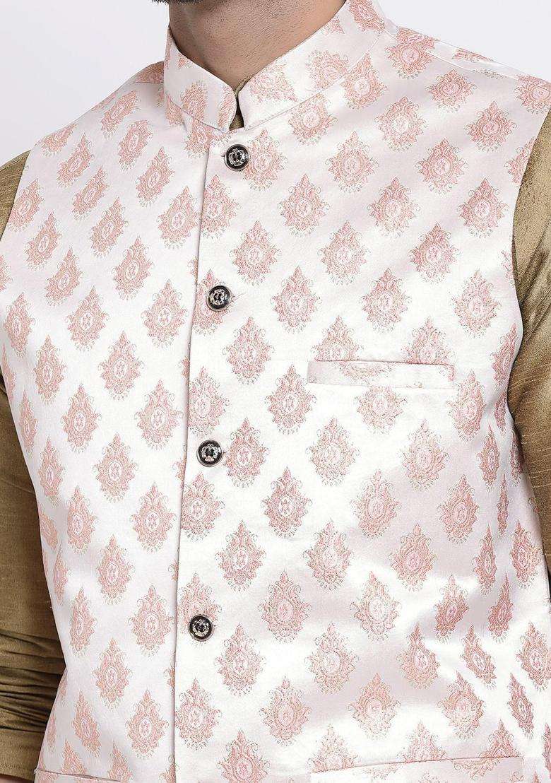 Olive Solid Silk Blend Kurta Set For Men - Indya