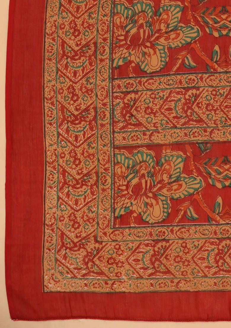 Red Embroidered Poly Blended Kurta Sets