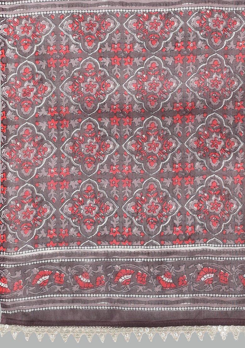 Coffee Brown Embroidered Poly Blended Kurta Sets - Indya