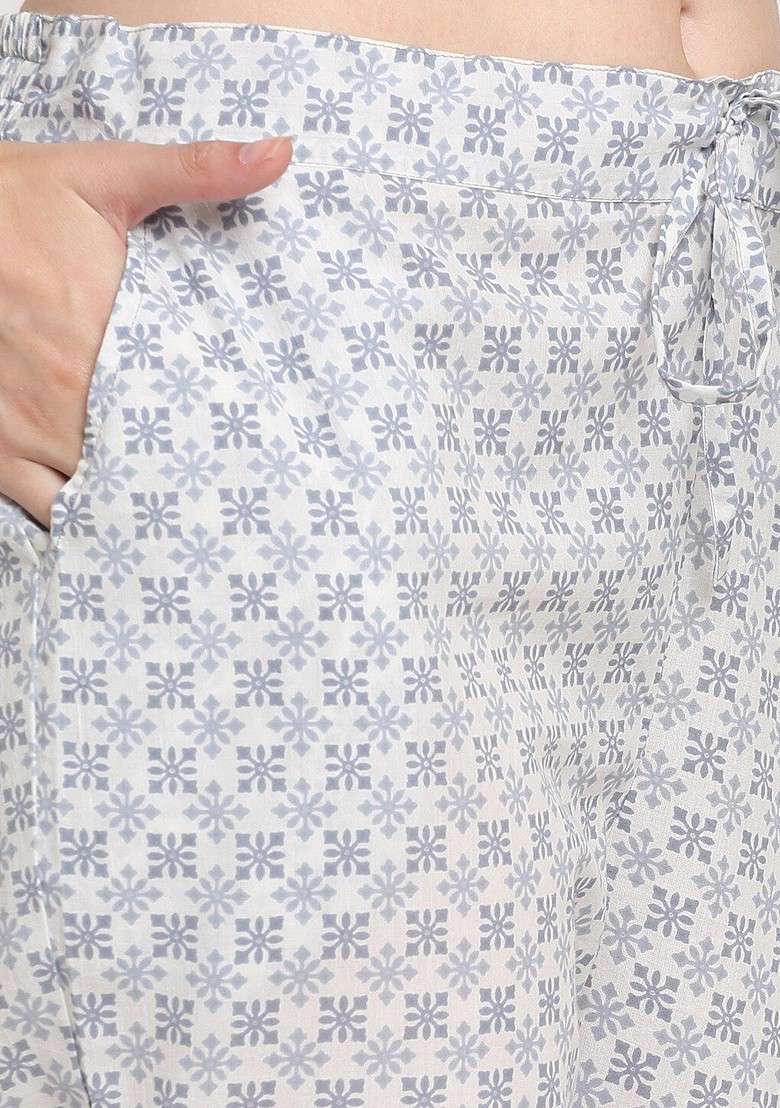 Grey Embroidered Poly Blended Kurta Sets - Indya