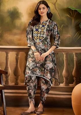 Multi Embroidered Poly Blended Kurta Sets