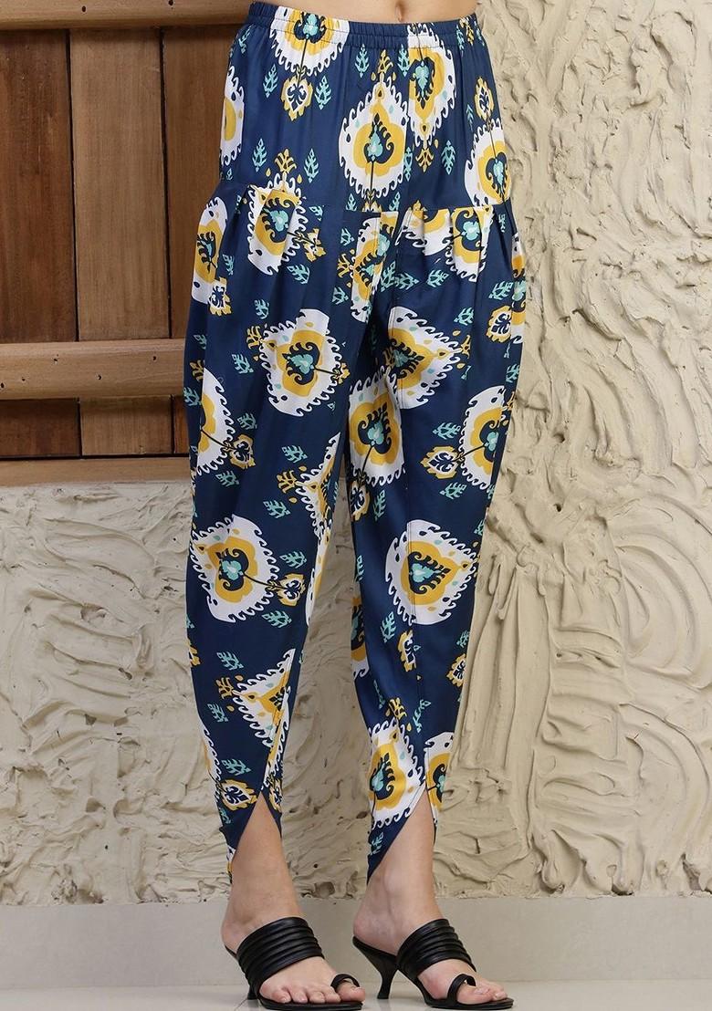 Navy Blue Embroidered Poly Blended Kurta Sets - Indya