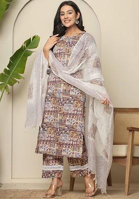 Multi Embroidered Poly Blended Kurta Sets