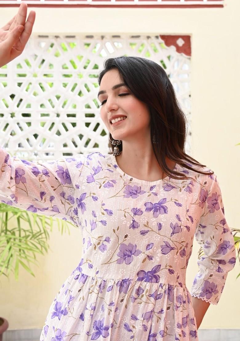 Beige Embroidered Poly Blended Kurta Sets - Indya