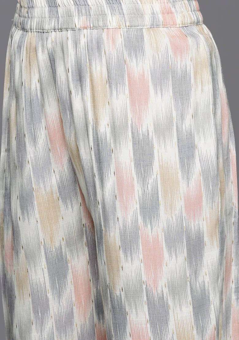 Grey Embroidered Poly Blended Kurta Sets - Indya