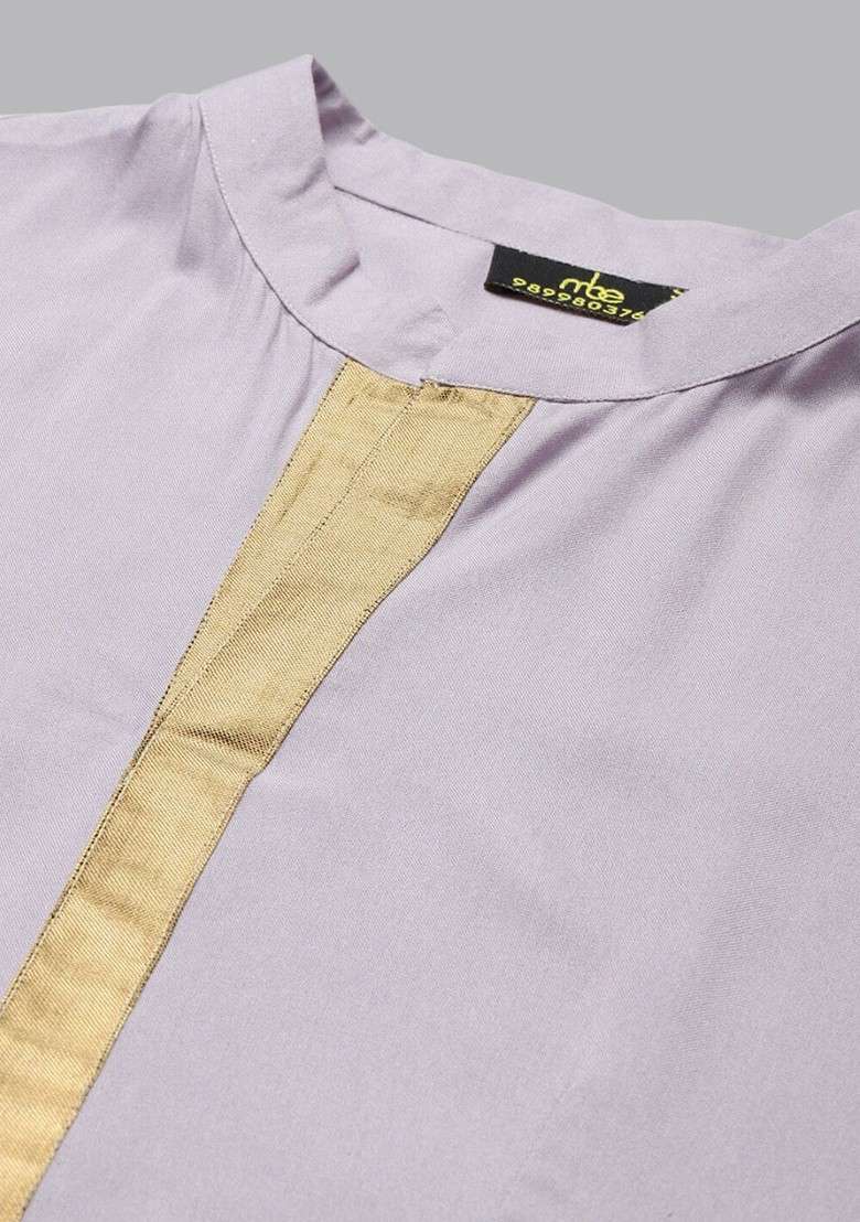 Lavender Embroidered Poly Blended Kurtas - Indya