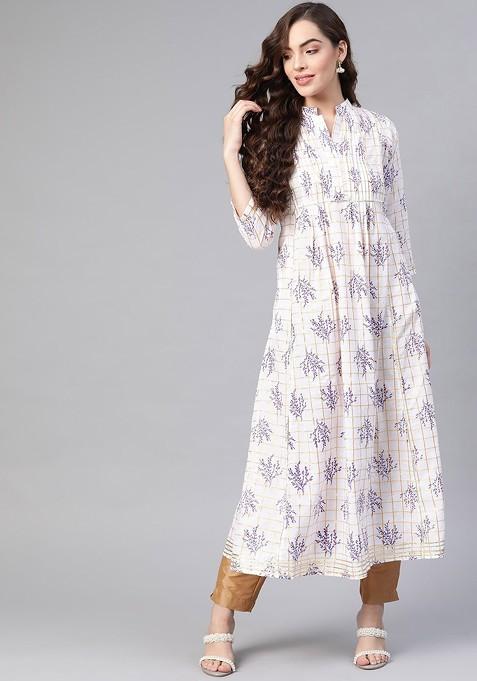 White Embroidered Poly Blended Kurtas