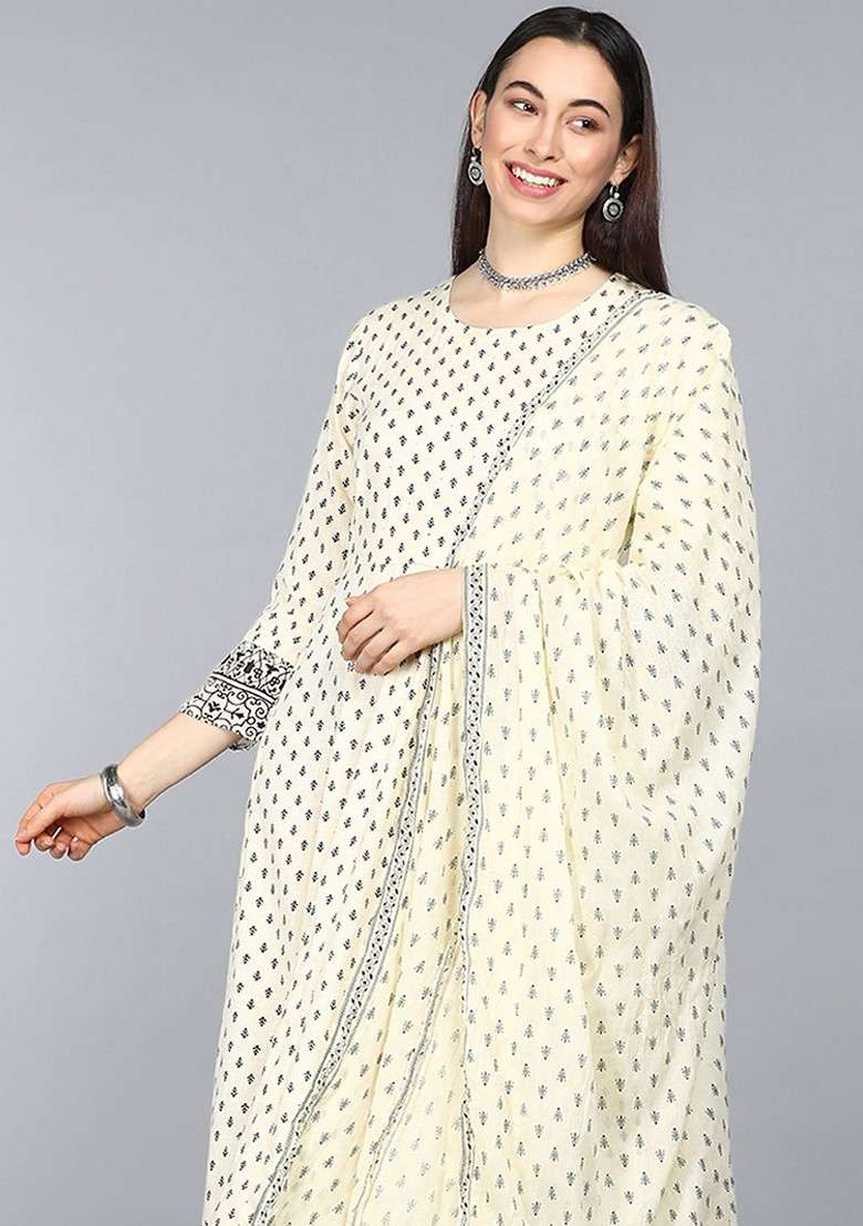 Beige Embroidered Poly Blended Kurtas - Indya