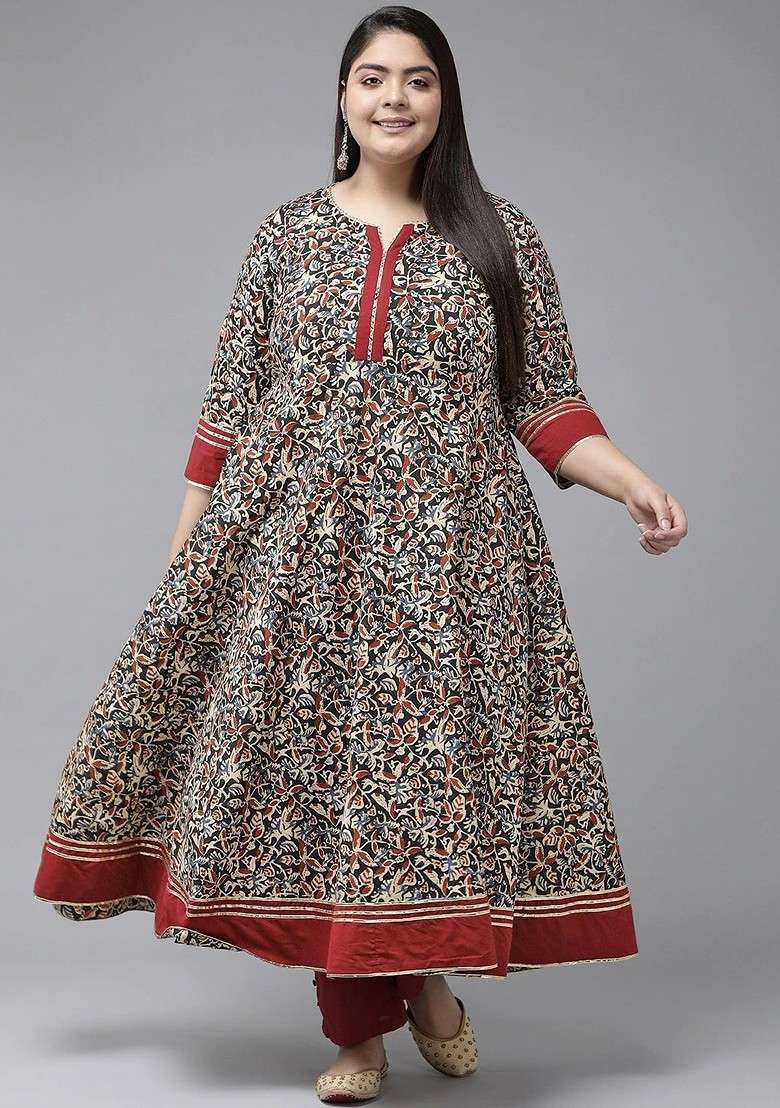 Black Embroidered Poly Blended Kurtas - Indya