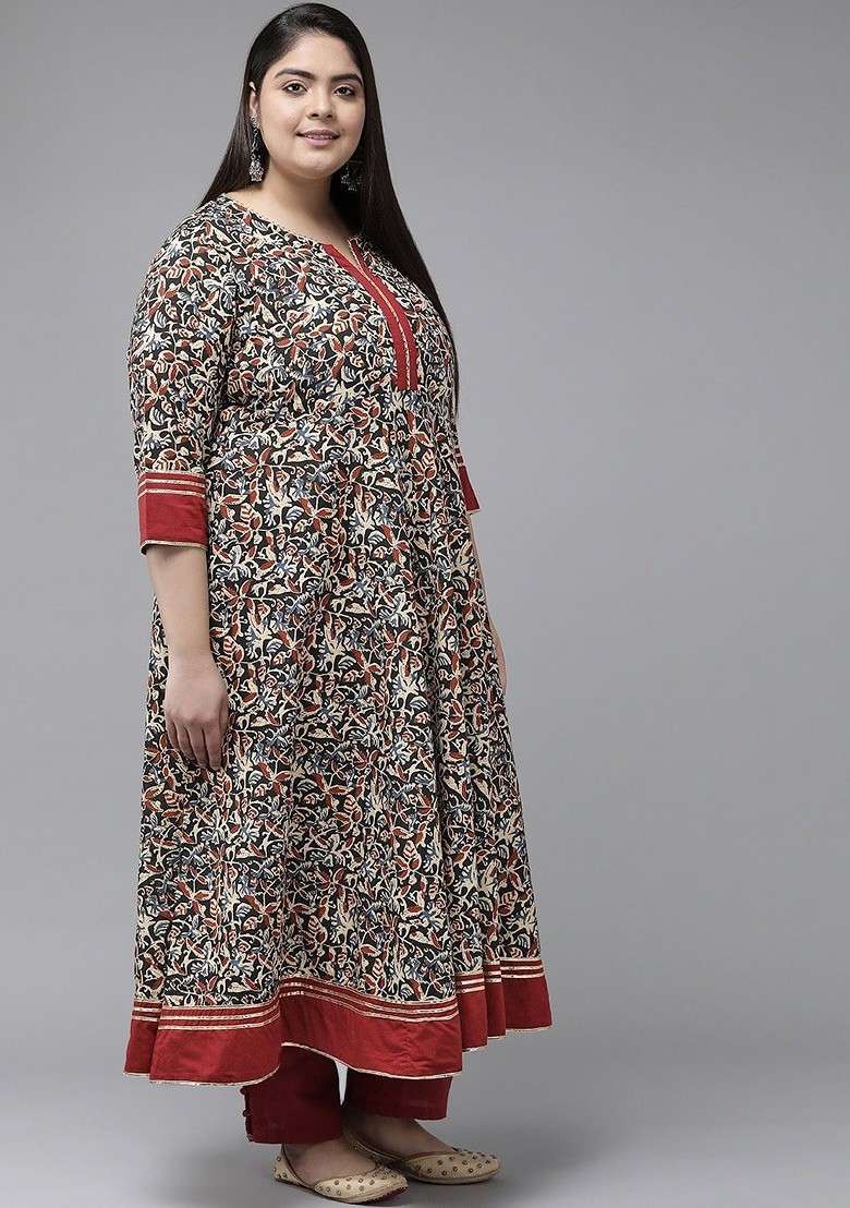 Black Embroidered Poly Blended Kurtas - Indya