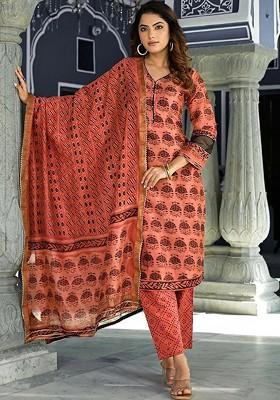 Maroon Embroidered Poly Blended Kurta Sets