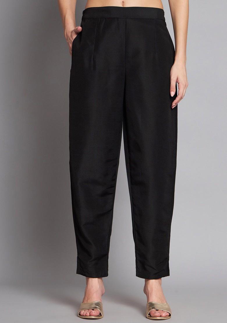 Black Embroidered Poly Blended Kurta Sets - Indya