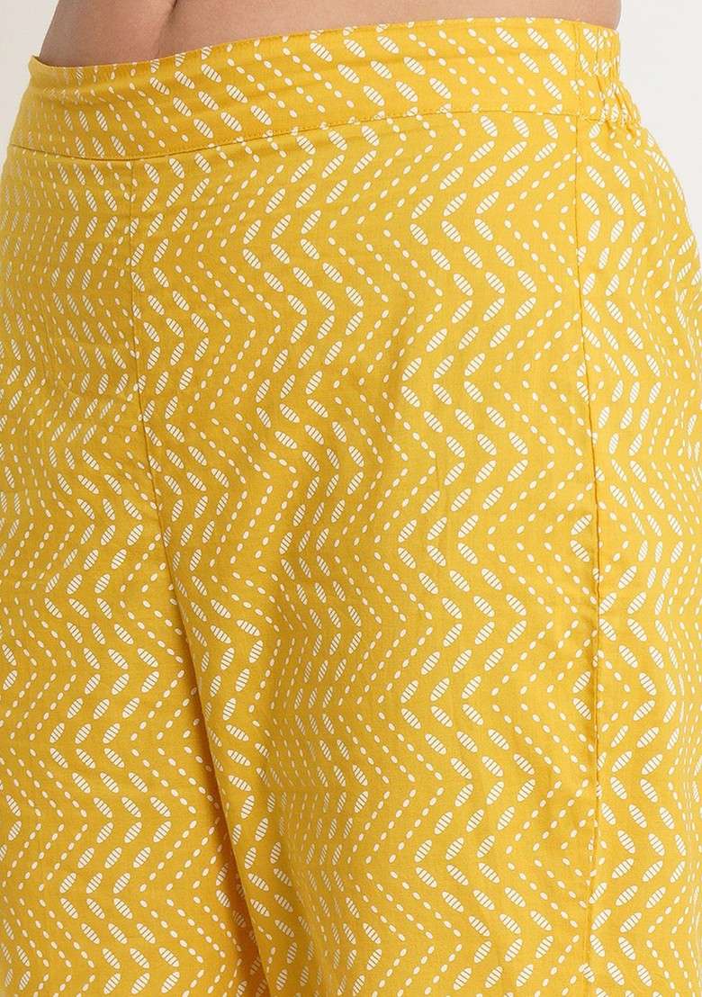 Yellow Embroidered Poly Blended Kurta Sets - Indya
