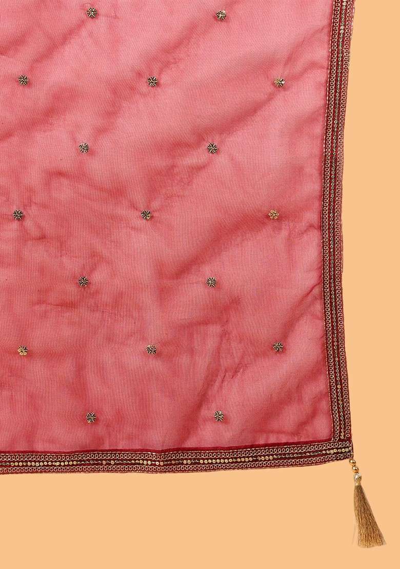 Maroon Embroidered Poly Blended Kurta Sets - Indya