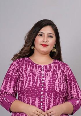 Purple Embroidered Poly Blended Kurtas