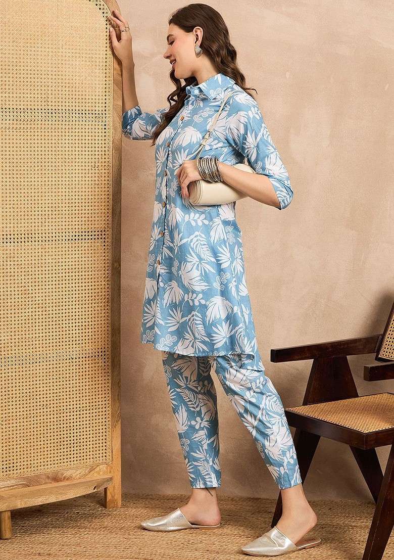 Purple Embroidered Poly Blended Kurta Sets - Indya