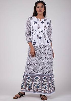 White Embroidered Poly Blended Kurtas