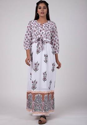 White Embroidered Poly Blended Kurtas