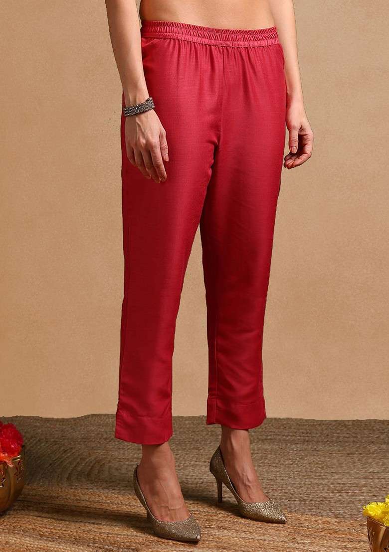 Rose Embroidered Poly Blended Kurta Sets - Indya